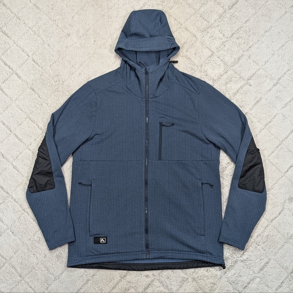 Flylow Jacket Mens M Blue Micro Grid Fleece Pierogi Hoody Full Zip Mountain Tech - Picture 1 of 8